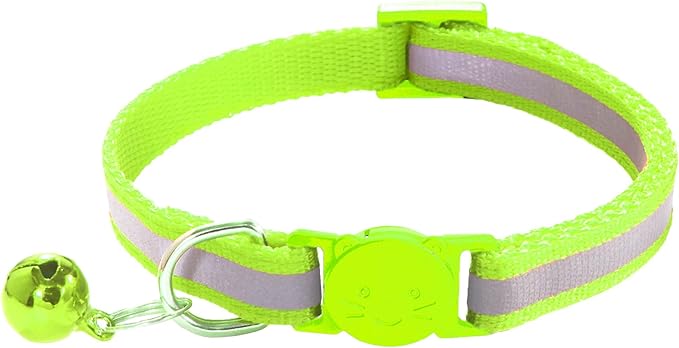 2 Pack Cat Collars - Reflective, Breakaway Design with Bells, Adjustable from 7.5 to 12.5 Inches, Ideal Kitten Collar for Both Girls & Boys (Fluorescent Green)