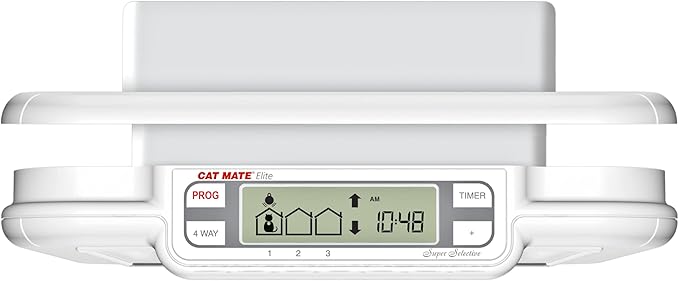 Cat Mate Elite Microchip Cat Flap with Digital Timer & LCD Display (355) - for Small to Average Sized Cats, Easy Installation in UPVC Doors, Glass, and Wood, White