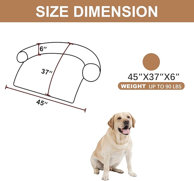 Tinaco Calming Dogs/Cats Bed Mats, Dog Pad Washable Removable Couch Cover, Plush Long Fur Mat for Pets, Waterproof Lining, Perfect for Small, Medium and Large Dogs and Cats (Desert Brown, 45"x37")