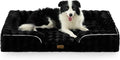 Orthopedic Dog Bed for Extra Large Dog, Soft and Warm Faux Fur Sofa for Giant Pet Up to 150 lbs, Foam Bolster Anti-Slip Couch with Washable Removable Cover, XXL 48x35x8 inch, Black
