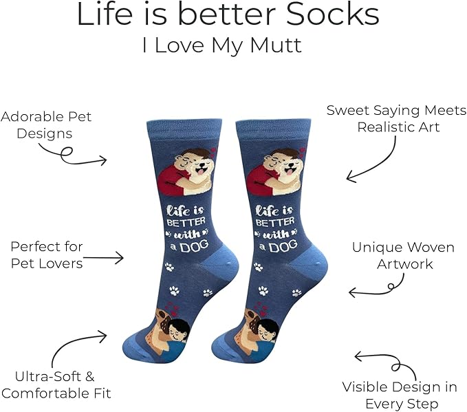 E&S Pets Pet Lover Socks - Dog & Cat Socks - Unisex Novelty Gifts