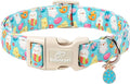 Easter Dog Collar for Medium Dogs - Cute Easter Egg Hunt Dog Collars for Boy Girl Dogs, Playful Bunny & Chick Print, Lightweight Adjustable Spring Holiday Dog Collar M
