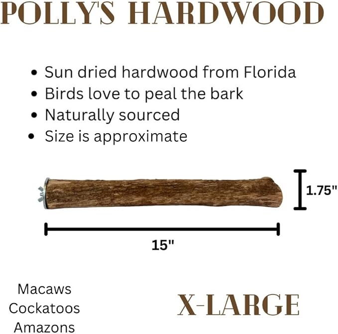 Polly's Hardwood Bird Perch, X-Large