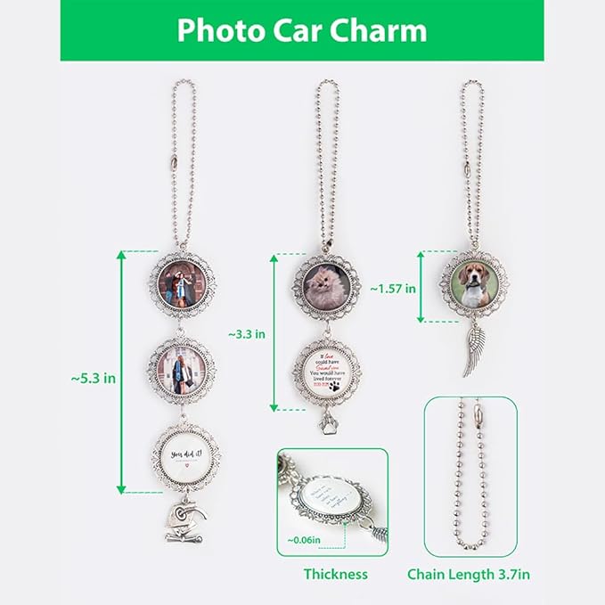 Custom Pet Photo Car Charm, Personalized Pet Memorial Rearview Charm, Paw Dangle Keepsake, Dog Cat Loss Gift, Personalized Car Photo Ornament, ereavement Sympathy Gifts for Loss of Loved Ones /1