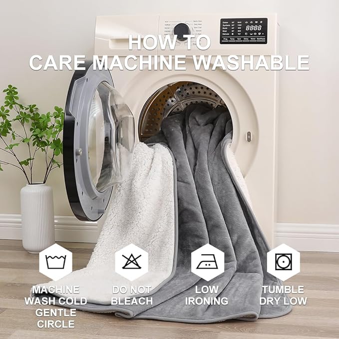 Waterproof Bed Blanket - Reversible Sherpa Throw with Leak-Resistant TPU Layer - 80x60 Stain Resistant, Machine Washable Bed Protector for Couch, Bed & Pets