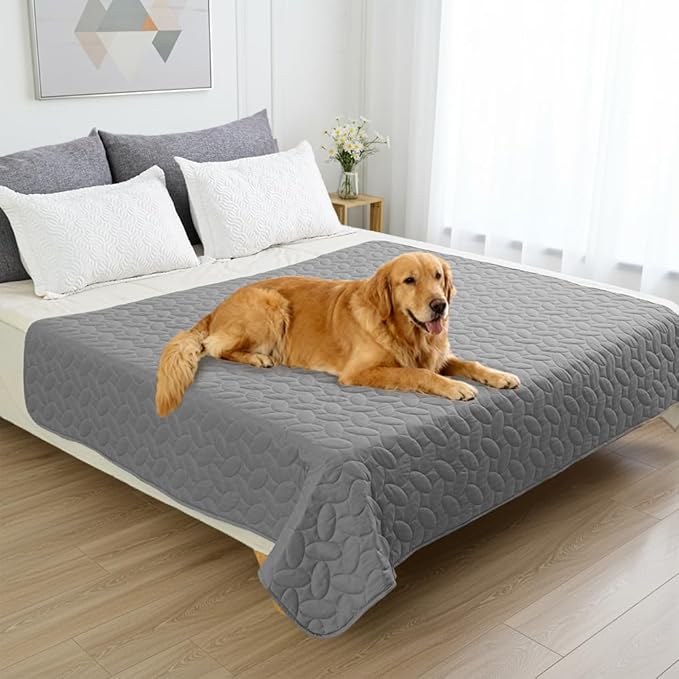 Ameritex Pet Bed Cover Dog Bed Blanket for Sofa and Furniture Waterproof New Pattern Design (68x82 Inch, Light Grey)