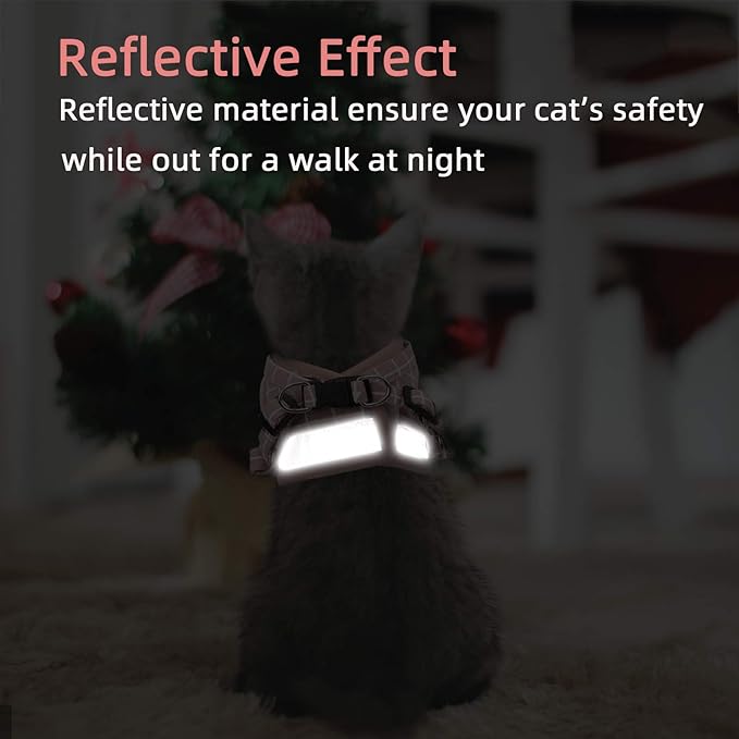Cat & Dog Vest Harness - All Weather Mesh, Reflective Strap, Step-in Adjustable for Small Cats & Dogs (Pink-Pattern)