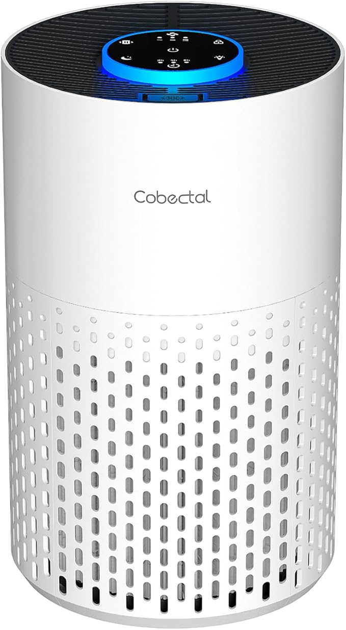 Air Purifiers for Bedroom Home, Cobectal Air Cleaner with H14 True HEPA 3-in-1 Filter for Room up to 1050 ft², Sleep Mode & Aroma Function, Portable Air Purifiers for Office, Dorm, RVs, White
