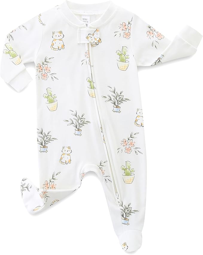 Neutral Baby Clothes Boy Girl Footed Cotton Long Sleeve Double Zipper Onesie