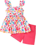 Toddler Baby Girls Summer Clothes Outfits Ruffled Sleeve Dinosaur Shirt Leopard Tops and Shorts Pants Sets 2PCS