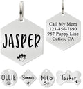 Ultra Joys Custom Personalized Hexagon Dog ID Tag - Brushed Stainless Steel Silver Large