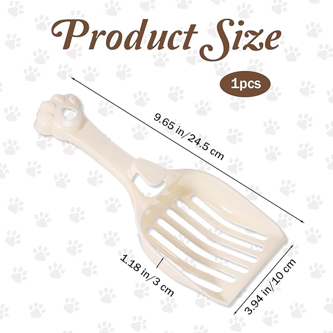 Cat Litter Scoop, Durable Plastic Kitty Litter Sifter Scooper with Wide Slats Comfy Handle Deep Shovel Pooper Lifter Captures All Clumps for Easy Sifting Pine Pellets Box (Milky White)