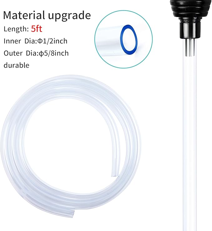 Aquarium Gravel Vacuum Cleaner, Fish Tank Water Changer, Hand Pump Siphon (5ft)