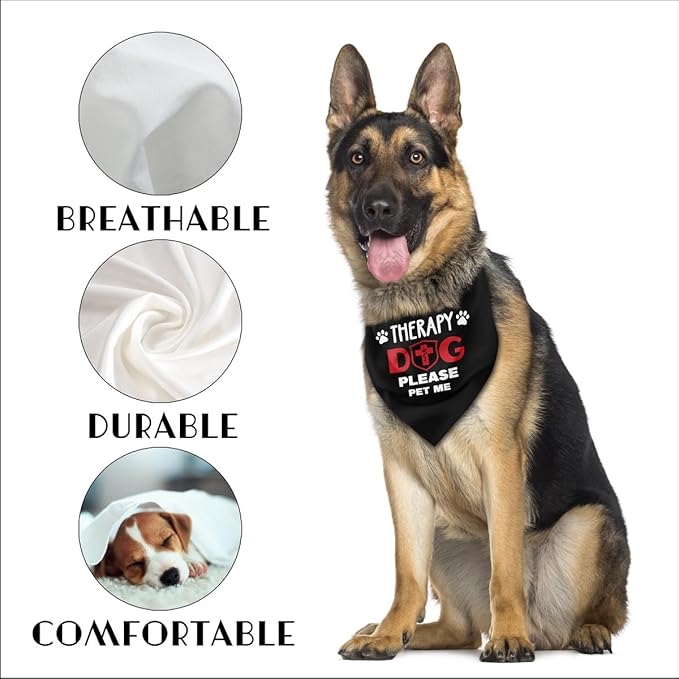 Dog Bandana, Therapy Dog Please Pet Me with, Dogs Scarf Classical Printing, Dogs Scarf Accessories, Doggy Kerchief Pet Kerchief, Christmas Birthday Thanksgiving Doggy Gift A04