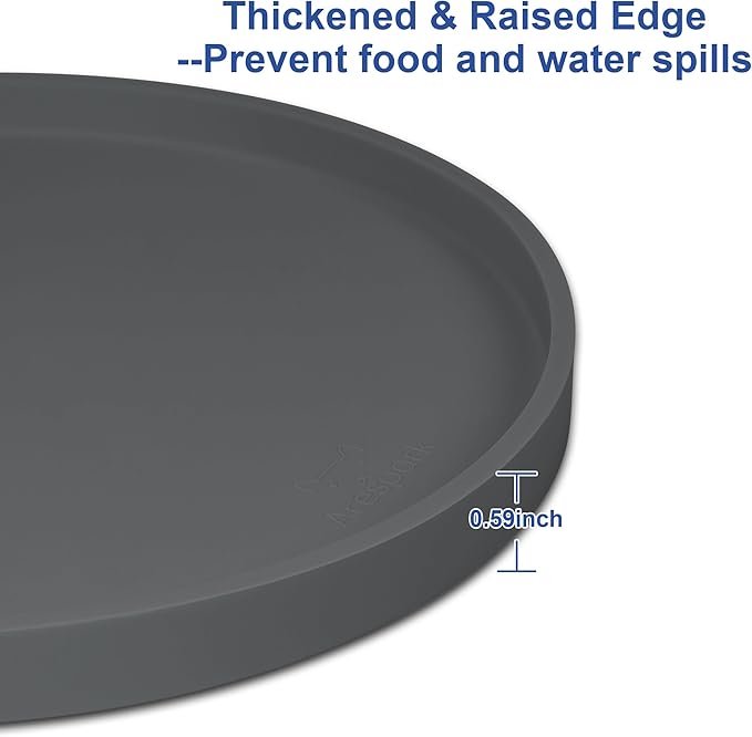 Arespark Cat Food Mat, Set of 4 Nonslip Waterproof Feeding Bowl Silicone Mats with Raised Edges for Food Water Prevent Spills, Round Eating Plates Tray for Dog Cat Puppy Kitten, 8'' x 8''