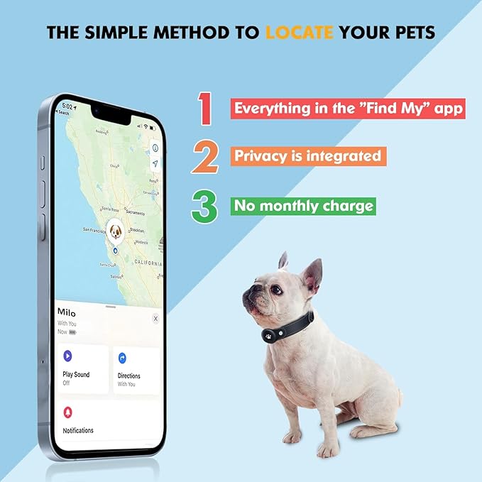 BONSO 2-in-1 GPS Tracker for Dogs: Smart Collar with Real-Time Location, No Monthly Fee, Unlimited Range (iOS Only) GPS Tracker Dog Collar- Ideal for Small, Medium Large Dogs(Tracker Included)