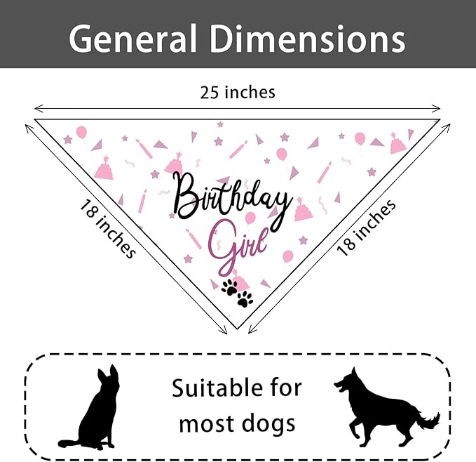 Dog Birthday Girl Happy Birthday Dog Bandana for Girls Pet Accessories for Pet Lovers Bandana for Puppy Girl Birthday