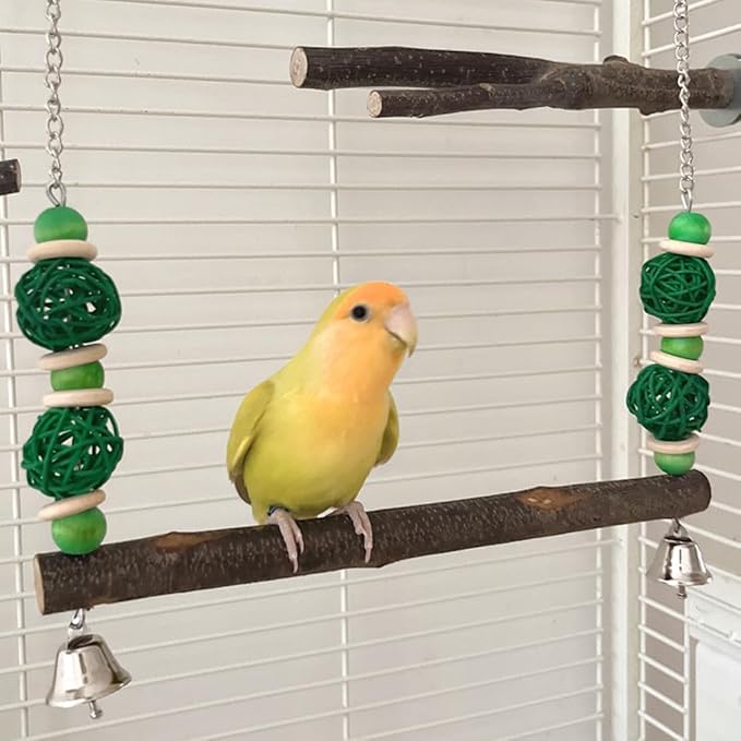 Bird Swing Conure Toys, Parrot Climbing Hammock for Parakeet, Lovebird, Budgie, Cockatiel, Conure, Small Birds