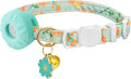 Breakaway Cat Collar with Airtag Holder,Kitten Collar with Apple Air Tag Holder and Bell for Girl Boy Cats, 0.4 Inches in Width and Lightweight. (Green Sunflower)