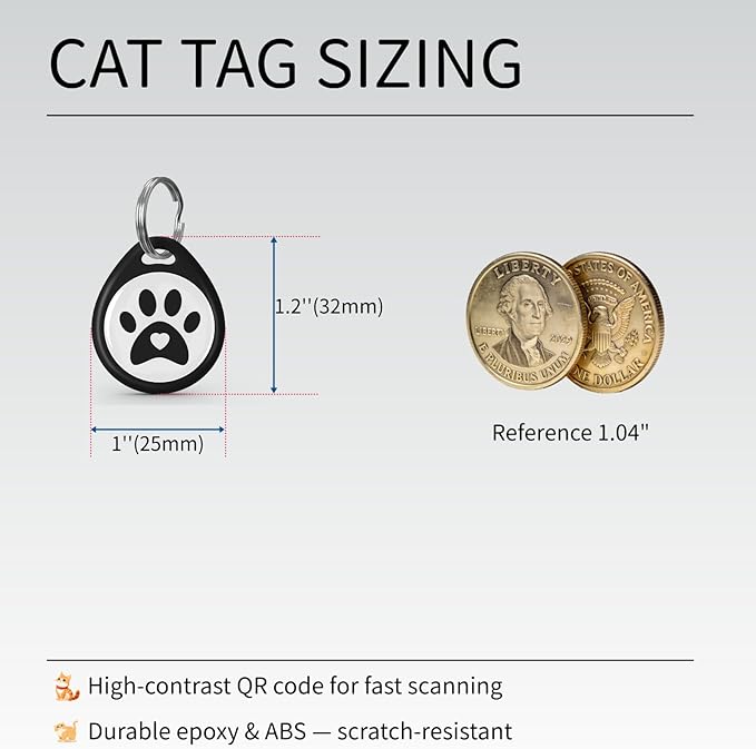 The Multi-Cat Household Kit: 5 Universal QR ID Tags. A Complete Set for All Your Cats. Scan for Instant Call & Vet Info - No Subscription Ever (5 Colours, for cat - 1")