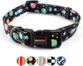 QQPETS Adjustable Soft Dog Collar: Print Flower Pink Multicolor Cute Patterns for XS Small Medium Large Pet Girl Boy Puppy Walking Running Training (XS, Space)
