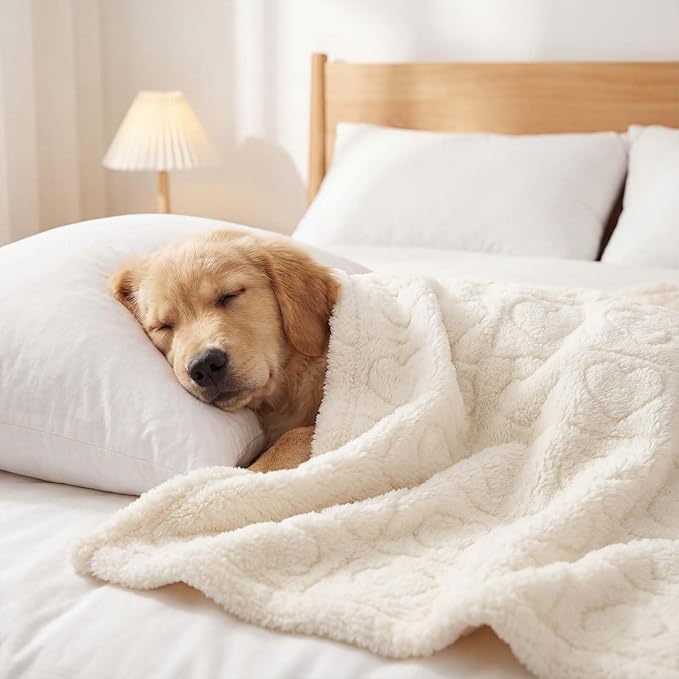 Tegeme 3 Pcs Small Dog Blanket 280 GSM Washable Pet Bed Cover Soft Fluffy Puppy Blanket 3D Textured Heart Checkered Pattern Fleece Soft Cat Plush Pet Throws for Kitten Doggy(Classic Colors,20"×30")