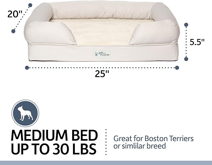 PetFusion Ultimate Dog Bed, Orthopedic Memory Foam, Multiple Sizes/Colors, Medium Firmness Pillow, Waterproof Liner, YKK Zippers, Breathable 35% Cotton Cover,1yr. Warranty, Small (25x20"), Sandstone