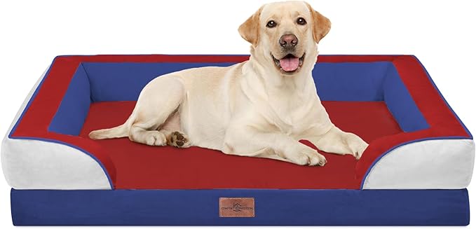 Comfort Expression Orthopedic Dog Bed for Extra Large Dogs 42x30 Inch, Waterproof Egg Crate Foam XL Pet Bed with Removable Bolsters, Dog Couch with Washable Cover & Non-Slip Bottom, American Flag 2