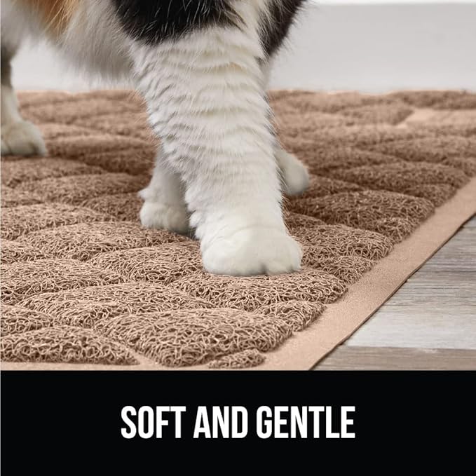 GORILLA GRIP Cat Litter Box Mat, Water Resistant, US Designed Kitty Litter Trapping Mats, Easy to Clean, Scatter Control, Less Mess and Clean Floors, Kitten Supplies for Indoor Cats, 17x11 Beige