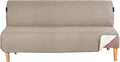 H.VERSAILTEX Futon Cover Reversible Sofa Slipcover Furniture Protector Water Resistant 2 Inch Wide Elastic Straps Sofa Bed Pets Kids Dog Cat Fit Sitting Width Up to 70"(Futon, Khaki/Beige)