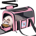 Soft Cat Carrier for Pets Up to 25 lbs, Cat Pet Travel Bag with Padded Shoulder Strap and Detachable Cat Food Bowl, Pet Dog Carriers for Small Dogs and Puppies, Travel Carry, Pink