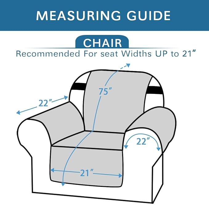 H.VERSAILTEX Reversible Chair Cover Furniture Protector Anti-Slip Couch Cover Water Resistant 2" Elastic Straps Chair Slipcover Pets Fit Sitting Width Up to 21" (Chair:75" x 65", Dark Teal/Beige)