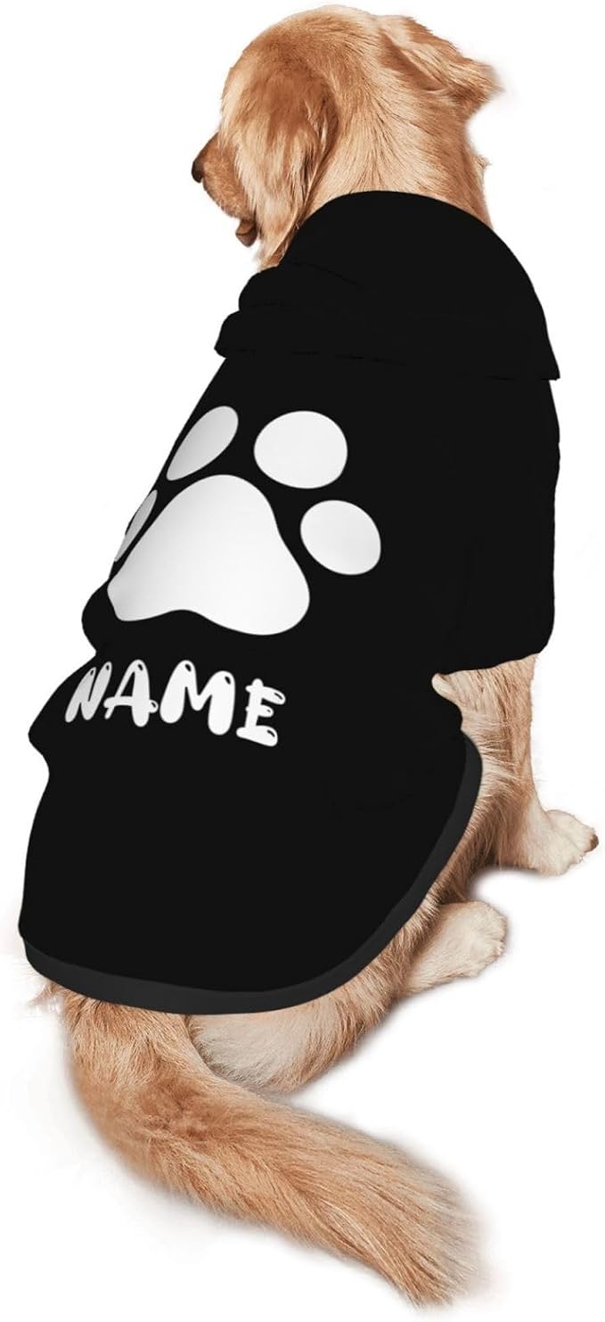 Custom Dog Hoodie Soft & Warm Design Your Own Personalized Photo Text Logo Name Dog Clothes for Puppy Sweatshirt Hooded for Small Medium Large Dogs Girl/Boy Cats Black