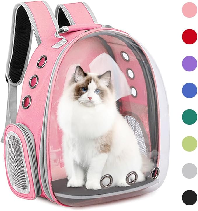 Pet Backpack Carrier,Bubble Backpack Cat Carrier,Pets and Small Dogs,Space Capsule Pet Carrier for Traveling, Walking, Hiking and Outdoor Activities (Pink)