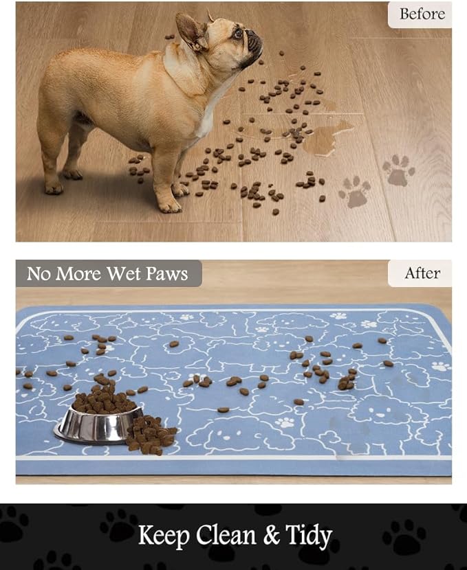 Pet Feeding Mat-Absorbent Dog Mat for Food and Water Bowl-No Stains Quick Dry Dog Water Dispenser Mat