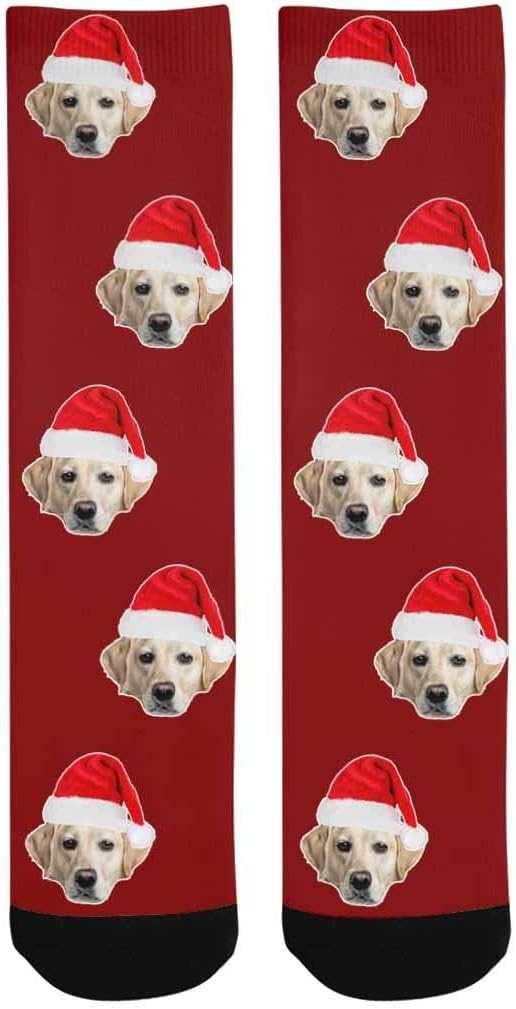 Custom Face Socks, Personalized Dog Lover Pet Photo Picture on Socks Unisex Athletic Crew Socks for Men Women