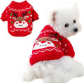 Christmas Dog Outfit Red Puppy Sweater for Small Dogs Girl Boy Elk Snowflake Cat Knitwear Reindeer Knitted Pet Clothes Santa Deer Costume for Chihuahua Yorkie Poodle (Red-2, Small)