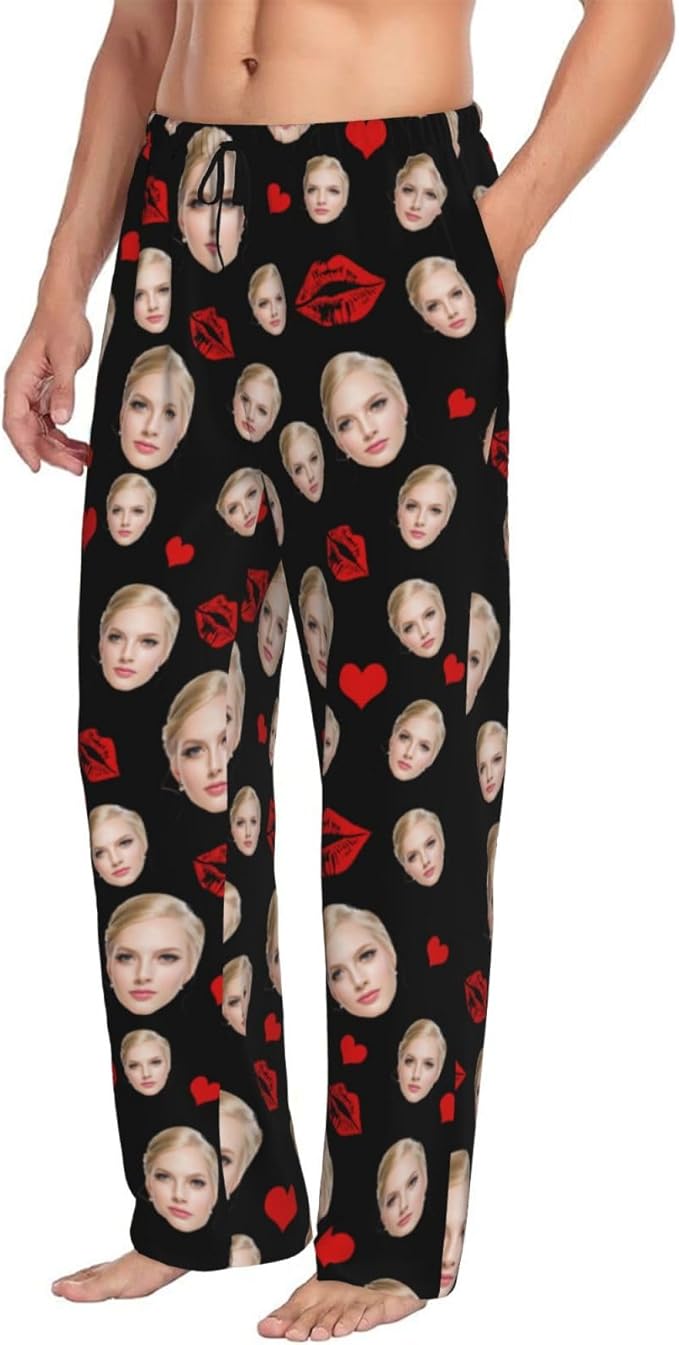 Custom Pajama Pants with Face customized PJ Pants Christmas Valentine gifts for Men Women