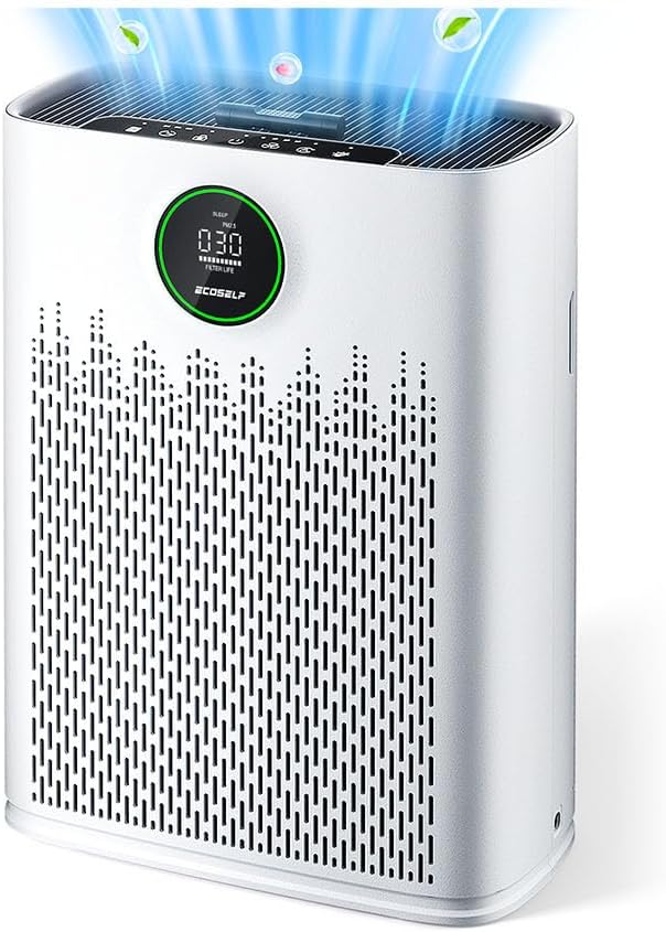 Air Purifiers for Home Large Room, Cover Up to 2400 Ft² with True HEPA Filter, Smart Mode, PM2.5 Air Quality Display, 22dB Sleep Mode, Aromatherapy with 2X-Purification & 360°Air Outlet, HAP603, White
