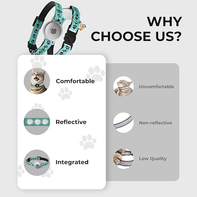 AirTag Cat Collar, Breakaway Cat Tracker Collar, Airtag Holder Compatible with Apple Air Tag, [Lightweight & Scratch Resistant] Adjustable Comfortable GPS Pet Collar for Cats Kittens, Blue