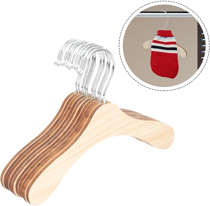 STOBAZA 10pcs 8.66 Inch Wooden Pet Hangers Small Dog and Cat Clothes Hangers Sturdy Wear-Resistant Household Pet Accessory for Closet Organization