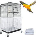 ASOCEA Extra Large Bird Cage Seed Catcher Guard Universal Birdcage Cover Nylon Mesh Net for Parrot Parakeet Macaw Lovebird - White (Not Include Birdcage) …