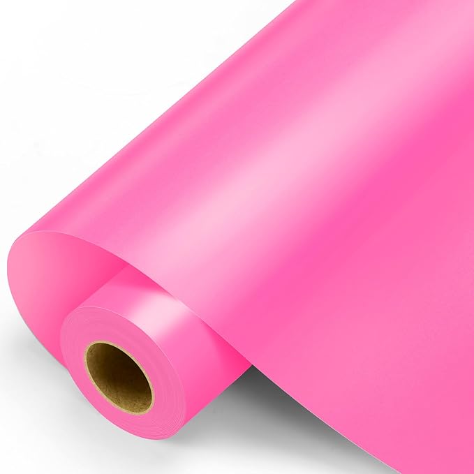 Hot Pink Permanent Vinyl - Adhesive Vinyl Roll for All Cutting Machine, Permanent Outdoor 12" x11FT for Decor Sticker, Car Decal, Scrapbooking, Signs, Glossy & Waterproof