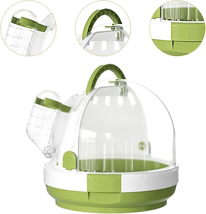 Parrot Travel Cage,Small Animal Carry Case,Breathable Hamster Carrier Cage Bird Cage for Bird Hamster Hedgehog Finches Travel, Green