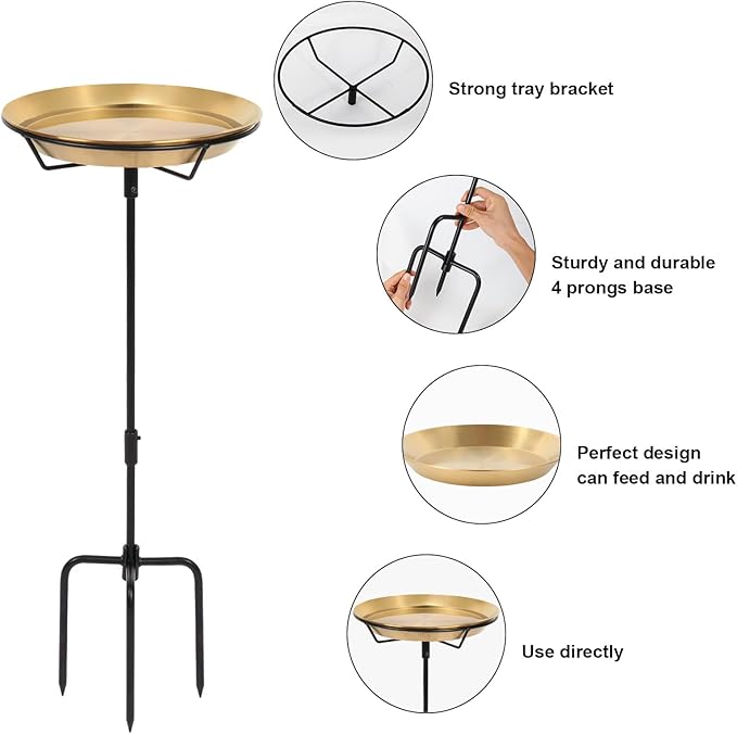 Standing Bird Bath Bird Feeder Bowl with 29.1 inch Iron Stand - Detachable Outdoor Decor for Garden Backyard Patio and Deck - Perfect for Attracting Birds
