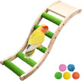 Hamiledyi Nature Wooden Bird Ladder Pet Parrots Climb Bridge Exercise Stands for Parakeet Climbing Chewing Bridge Bird Cage Accessories for Cockatiel Parakeet Lovebirds Budgie (Green)