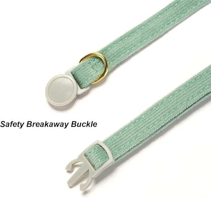 Cotton Breakaway Cat Collar with Bow Tie and Bell, Adjustable Cute Soft Corduroy Kitten Collars for Girl and Boy Cats