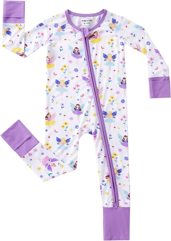 pureborn Baby Infant Boys Girls Sleeper Snug Fit Viscose from Bamboo Pajamas Zipper Pjs 0-24 Months