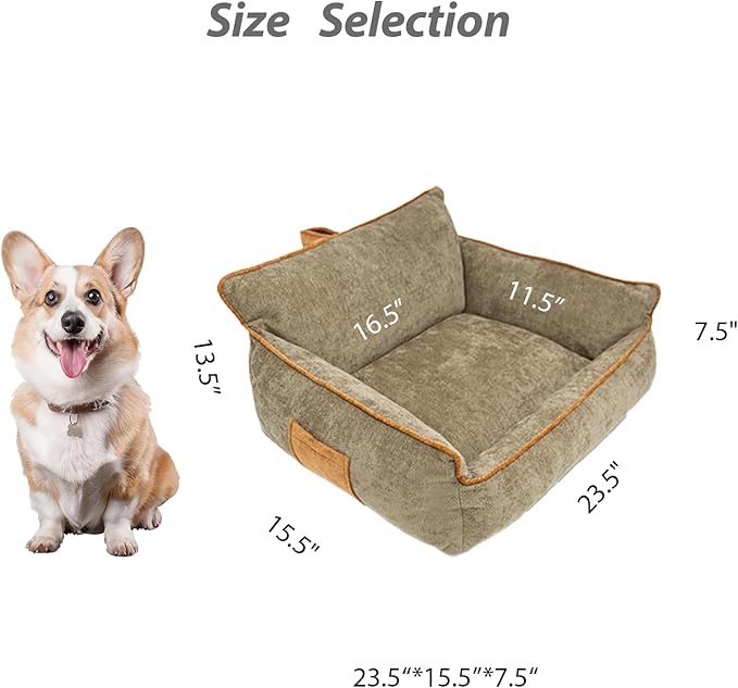 Orthopedic Dog Bed with Memory Foam, Washable Plush Pet Bed for Small, Medium & Large Dogs, Cozy Bolster Crate Dog Bed for Joint Support & Comfort.(Brown)
