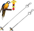2PCS Bird Cage Food Holder with Hook, Stainless Steel Bird Feeder for Cage, Parrot Fruit Skewers, Bird Foraging Toys for Macaw Parakeet Parrot Budgie (2 Sizes)